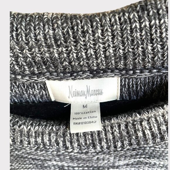 Neiman Marcus Size M Gray Cotton Long Sleeve Round Neck Knit Dress - Picture 4 of 15